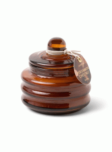 Стъклена мини соева свещ с капак Падивакс, Лъч - кехлибар - райска ябълка и кестен